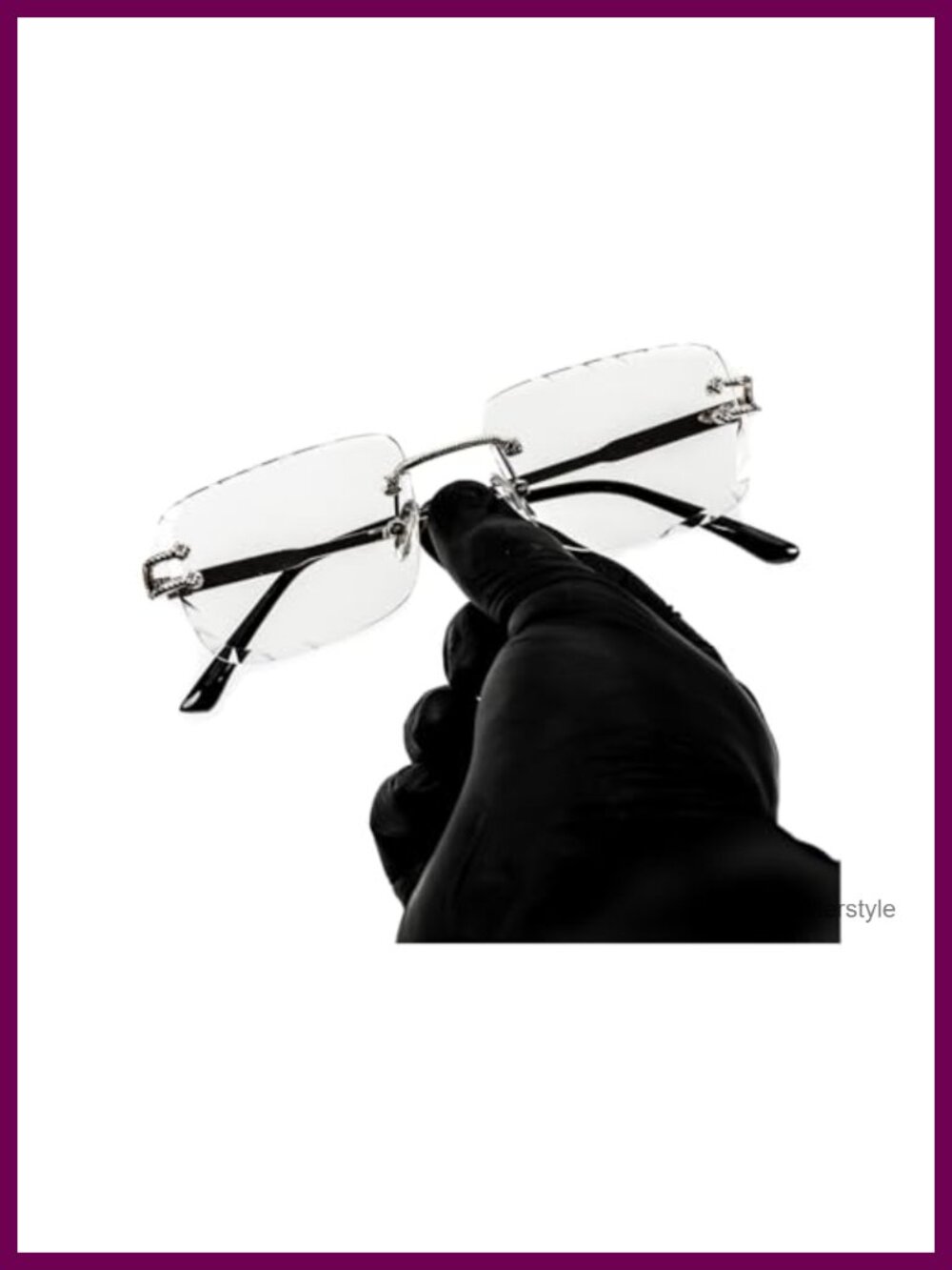 Unisex Frameless Rectangle Sunglasses Retro Hip Hop Silver Wire Rimless UV Eye
